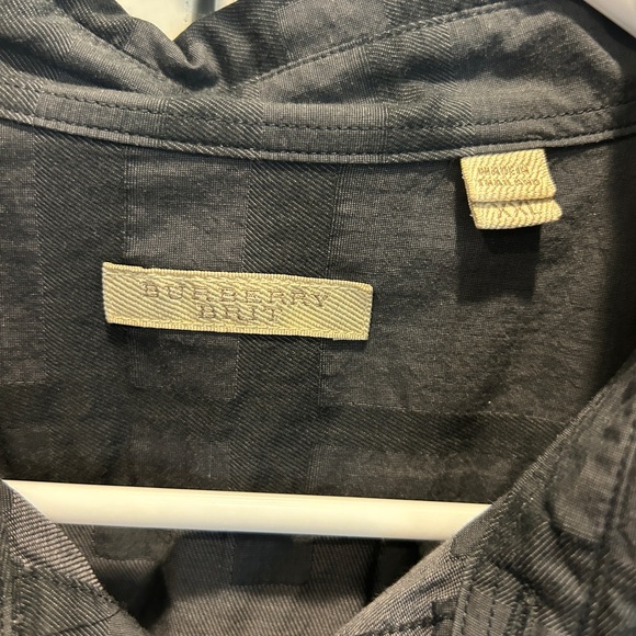 Men’s Burberry Brit Button Down Black Dark Grey Shirt Xxl - Picture 3 of 12